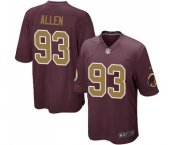 Men's Nike Washington Redskins #93 Jonathan Allen Game Burgundy Red Gold Number Alternate 80TH Anniversary NFL Jersey