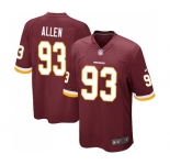 Men's Nike Washington Redskins #93 Jonathan Allen Game Burgundy Red Team Color NFL Jersey