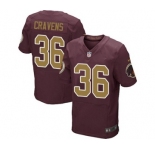 Men's Nike Washington Redskins #36 Su'a Cravens Elite Burgundy Red Gold Number Alternate 80TH Anniversary NFL Jersey