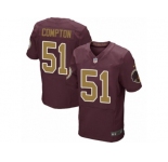 Men's Nike Washington Redskins #51 Will Compton Elite Burgundy Red Gold Number Alternate 80TH Anniversary NFL Jersey