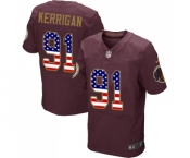 Men's Washington Redskins #91 Ryan Kerrigan Elite Burgundy Red Alternate USA Flag Fashion Football Jersey