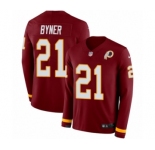 Men's Nike Washington Redskins #21 Earnest Byner Limited Burgundy Therma Long Sleeve NFL Jersey