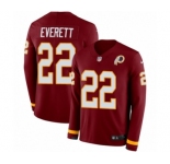 Men's Nike Washington Redskins #22 Deshazor Everett Limited Burgundy Therma Long Sleeve NFL Jersey