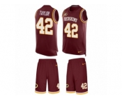 Men's Nike Washington Redskins #42 Charley Taylor Limited Burgundy Red Tank Top Suit NFL Jersey