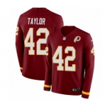 Men's Nike Washington Redskins #42 Charley Taylor Limited Burgundy Therma Long Sleeve NFL Jersey