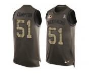Men's Nike Washington Redskins #51 Will Compton Limited Green Salute to Service Tank Top NFL Jersey