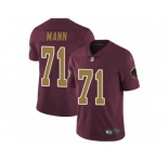 Men's Nike Washington Redskins #71 Charles Mann Vapor Untouchable Limited Burgundy Red Gold Number Alternate 80TH Anniversary NFL Jersey