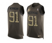 Men's Nike Washington Redskins #91 Ryan Kerrigan Limited Green Salute to Service Tank Top NFL Jersey