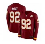 Men's Nike Washington Redskins #92 Stacy McGee Limited Burgundy Therma Long Sleeve NFL Jersey