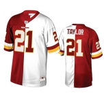 Men's Washington Football Team #21 Sean Taylor Red V White Peace Split Throwback Football Jersey