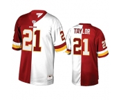 Men's Washington Football Team #21 Sean Taylor Red V White Peace Split Throwback Football Jersey