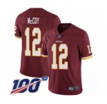 Men's Washington Redskins #12 Colt McCoy Burgundy Red Team Color Vapor Untouchable Limited Player 100th Season Football Jersey