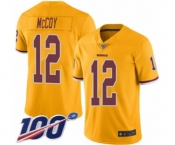 Men's Washington Redskins #12 Colt McCoy Limited Gold Rush Vapor Untouchable 100th Season Football Jersey
