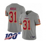 Men's Washington Redskins #31 Fabian Moreau Limited Gray Inverted Legend 100th Season Football Jersey