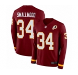 Men's Washington Redskins #34 Wendell Smallwood Limited Burgundy Therma Long Sleeve Football Jersey