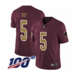 Men's Washington Redskins #5 Tress Way Burgundy Red Gold Number Alternate 80TH Anniversary Vapor Untouchable Limited Player 100th Season Football Jersey