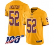 Men's Washington Redskins #52 Ryan Anderson Limited Gold Rush Vapor Untouchable 100th Season Football Jerse