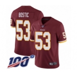 Men's Washington Redskins #53 Jon Bostic Burgundy Red Team Color Vapor Untouchable Limited Player 100th Season Football Jersey