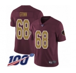 Men's Washington Redskins #68 Russ Grimm Burgundy Red Gold Number Alternate 80TH Anniversary Vapor Untouchable Limited Player 100th Season Football Jersey