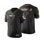 Men's Washington Redskins #7 Dwayne Haskins Jr Black Golden Limited Football 100th Season Jersey