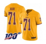 Men's Washington Redskins #71 Charles Mann Limited Gold Rush Vapor Untouchable 100th Season Football Jersey