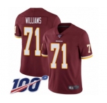 Men's Washington Redskins #71 Trent Williams Burgundy Red Team Color Vapor Untouchable Limited Player 100th Season Football Jersey