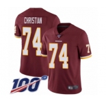 Men's Washington Redskins #74 Geron Christian Burgundy Red Team Color Vapor Untouchable Limited Player 100th Season Football Jersey