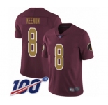 Men's Washington Redskins #8 Case Keenum Burgundy Red Gold Number Alternate 80TH Anniversary Vapor Untouchable Limited Player 100th Season Football Jersey