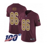 Men's Washington Redskins #86 Jordan Reed Burgundy Red Gold Number Alternate 80TH Anniversary Vapor Untouchable Limited Player 100th Season Football Jersey