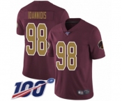 Men's Washington Redskins #98 Matt Ioannidis Burgundy Red Gold Number Alternate 80TH Anniversary Vapor Untouchable Limited Player 100th Season Football Jer