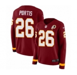 Women Nike Washington Redskins #26 Clinton Portis Limited Burgundy Therma Long Sleeve NFL Jersey