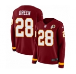 Women Nike Washington Redskins #28 Darrell Green Limited Burgundy Therma Long Sleeve NFL Jersey