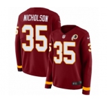 Women Nike Washington Redskins #35 Montae Nicholson Limited Burgundy Therma Long Sleeve NFL Jersey