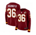 Women Nike Washington Redskins #36 D.J. Swearinger Limited Burgundy Therma Long Sleeve NFL Jersey