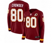 Women Nike Washington Redskins #80 Jamison Crowder Limited Burgundy Therma Long Sleeve NFL Jersey