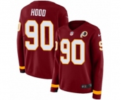 Women Nike Washington Redskins #90 Ziggy Hood Limited Burgundy Therma Long Sleeve NFL Jersey