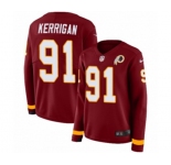 Women Nike Washington Redskins #91 Ryan Kerrigan Limited Burgundy Therma Long Sleeve NFL Jersey