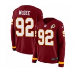 Women Nike Washington Redskins #92 Stacy McGee Limited Burgundy Therma Long Sleeve NFL Jersey