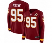 Women Nike Washington Redskins #95 Da'Ron Payne Limited Burgundy Therma Long Sleeve NFL Jersey