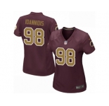 Women Nike Washington Redskins #98 Matthew Ioannidis Game Burgundy Red Gold Number Alternate 80TH Anniversary NFL Jersey