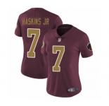 Women Washington Redskins #7 Dwayne Haskins Burgundy Red Gold Number Alternate 80TH Anniversary Vapor Untouchable Limited Player Football Jersey
