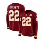 Women's Nike Washington Redskins #22 Deshazor Everett Limited Burgundy Therma Long Sleeve NFL Jersey