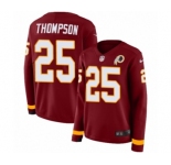 Women's Nike Washington Redskins #25 Chris Thompson Limited Burgundy Therma Long Sleeve NFL Jersey