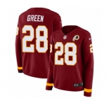 Women's Nike Washington Redskins #28 Darrell Green Limited Burgundy Therma Long Sleeve NFL Jersey