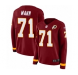 Women's Nike Washington Redskins #71 Charles Mann Limited Burgundy Therma Long Sleeve NFL Jersey
