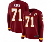 Women's Nike Washington Redskins #71 Charles Mann Limited Burgundy Therma Long Sleeve NFL Jersey