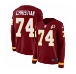 Women's Nike Washington Redskins #74 Geron Christian Limited Burgundy Therma Long Sleeve NFL Jersey