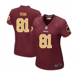 Women's Nike Washington Redskins #81 Art Monk Game Burgundy Red Gold Number Alternate 80TH Anniversary NFL Jersey
