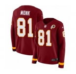 Women's Nike Washington Redskins #81 Art Monk Limited Burgundy Therma Long Sleeve NFL Jersey