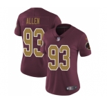 Women's Nike Washington Redskins #93 Jonathan Allen Burgundy Red Gold Number Alternate 80TH Anniversary Vapor Untouchable Elite Player NFL Jersey